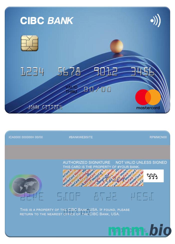 USA CIBC Bank przykład karty mastercard w formacie PSD